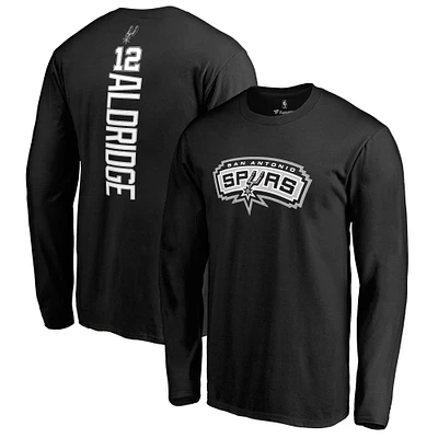 Men's Fanatics LaMarcus Aldridge Black San Antonio Spurs Backer Name & Number Long Sleeve T-Shirt