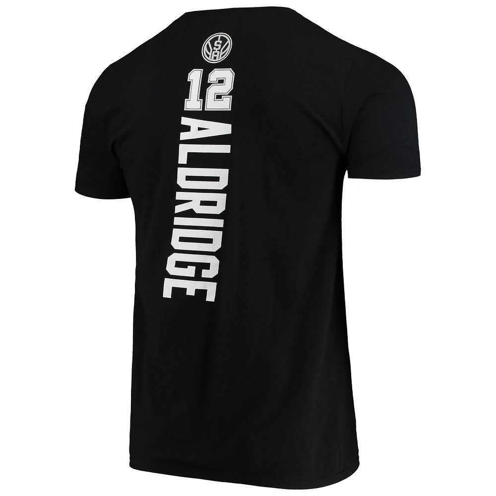 T-shirt noir avec nom et numéro de meneur jeu l'équipe Fanatics LaMarcus Aldridge des San Antonio Spurs pour hommes