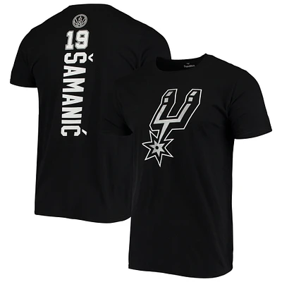 T-shirt noir avec logo et nom du meneur de jeu Fanatics Luka Samanic pour hommes, San Antonio Spurs