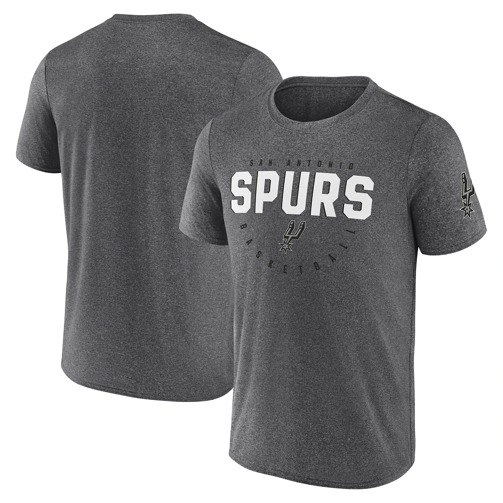 T-shirt d'entraînement de performance pour hommes Heather Charcoal San Antonio Spurs Block