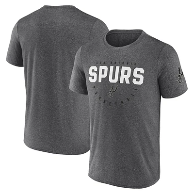 T-shirt d'entraînement de performance pour hommes Heather Charcoal San Antonio Spurs Block