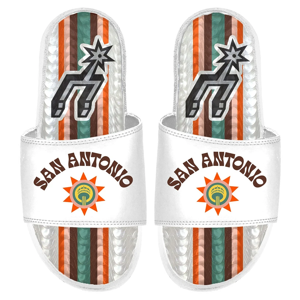 Sandales à enfiler en gel ISlide pour hommes, blanches, San Antonio Spurs 2023/24 City Edition