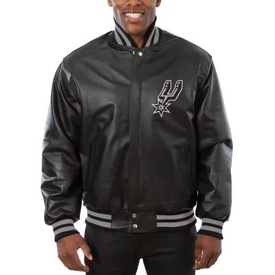 San Antonio Spurs JH Design Big & Tall All-Leather Logo Full-Snap Jacket - Black