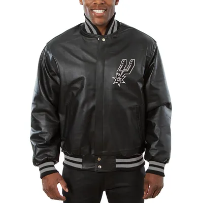 Men's JH Design Black San Francisco 49ers Wool & Leather Reversible Jacket  with Embroidered Logos 