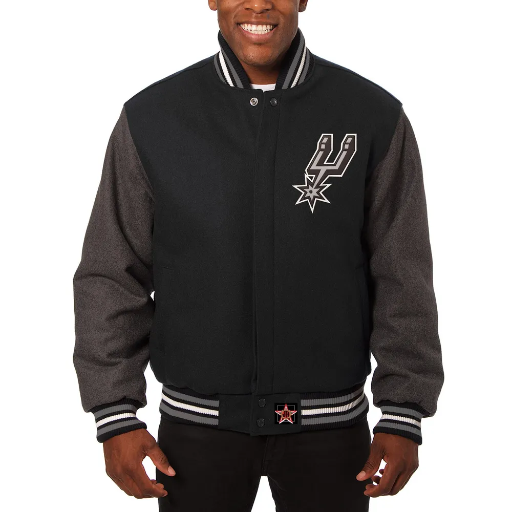 JH Design Men's San Antonio Spurs Black Varsity Jacket