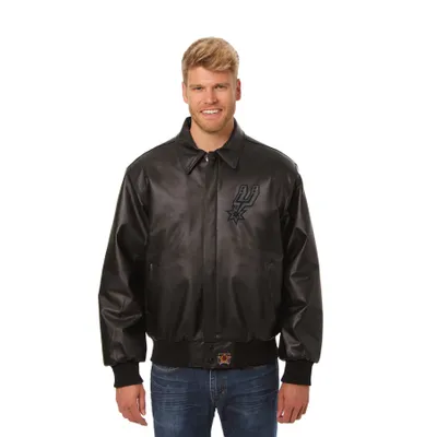San Antonio Spurs JH Design Tonal Leather Full-Zip Jacket - Black