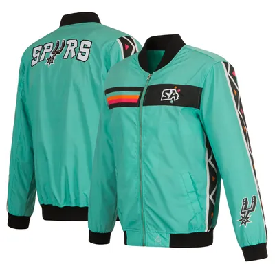 San Antonio Spurs JH Design 2022/23 City Edition Full-Zip Nylon Bomber Jacket - Turquoise