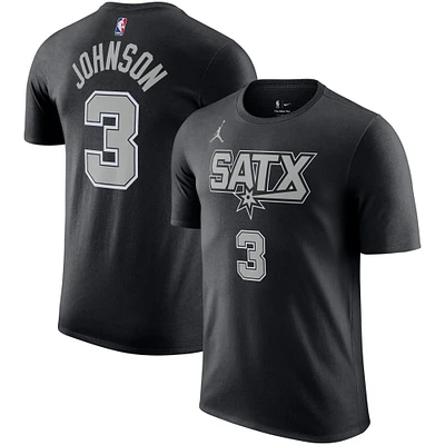 T-shirt avec nom et numéro Jordan Brand Keldon Johnson pour homme, noir, San Antonio Spurs 2022/23 Statement Edition