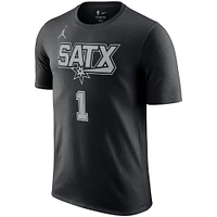 T-shirt Jordan Brand Victor Wembanyama pour homme, noir, San Antonio Spurs 2022/23 Statement Edition, nom et numéro