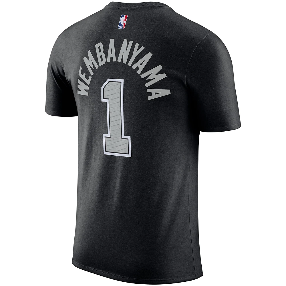 Men's Jordan Brand Victor Wembanyama Black San Antonio Spurs 2022/23 Statement Edition Name & Number T-Shirt