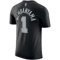 T-shirt Jordan Brand Victor Wembanyama pour homme, noir, San Antonio Spurs 2022/23 Statement Edition, nom et numéro