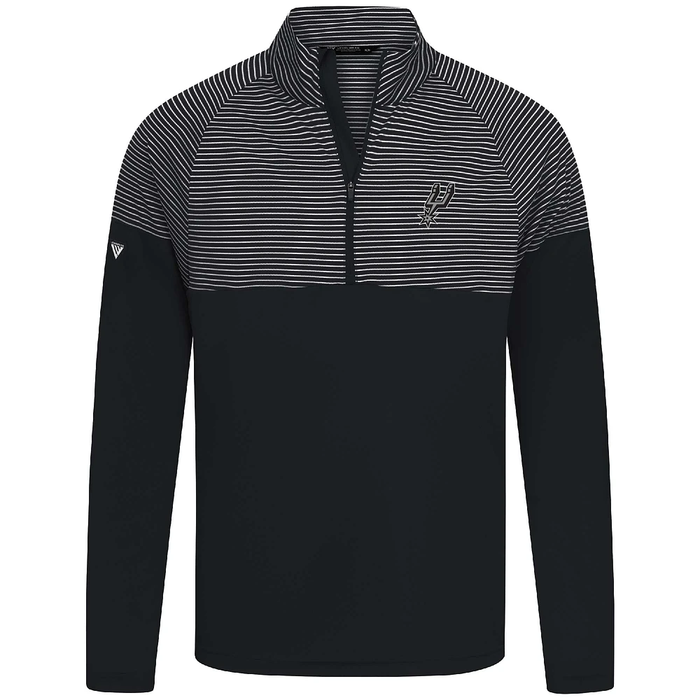 Men's Levelwear Black San Antonio Spurs Classic Stripes Quarter-Zip Top