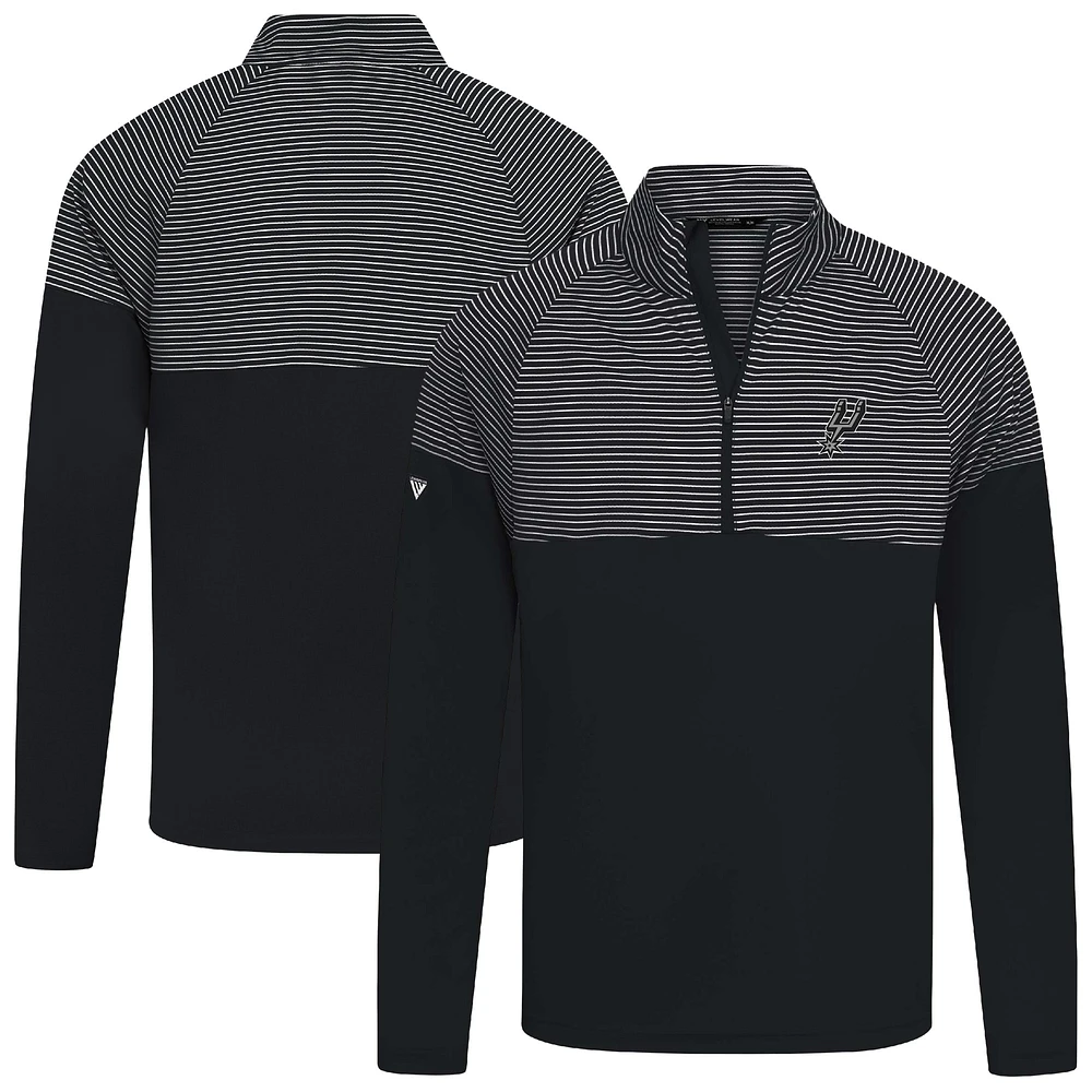 Men's Levelwear Black San Antonio Spurs Classic Stripes Quarter-Zip Top