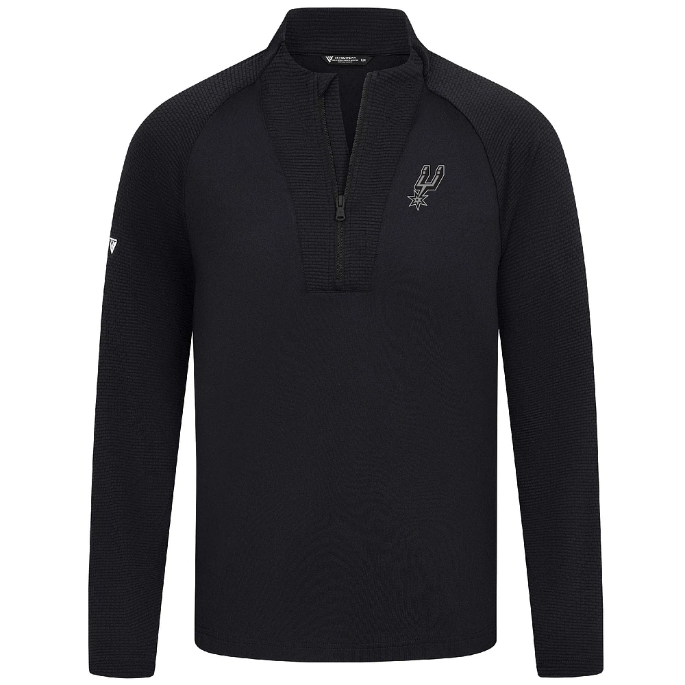 Men's Levelwear Black San Antonio Spurs Volley Quarter-Zip Top