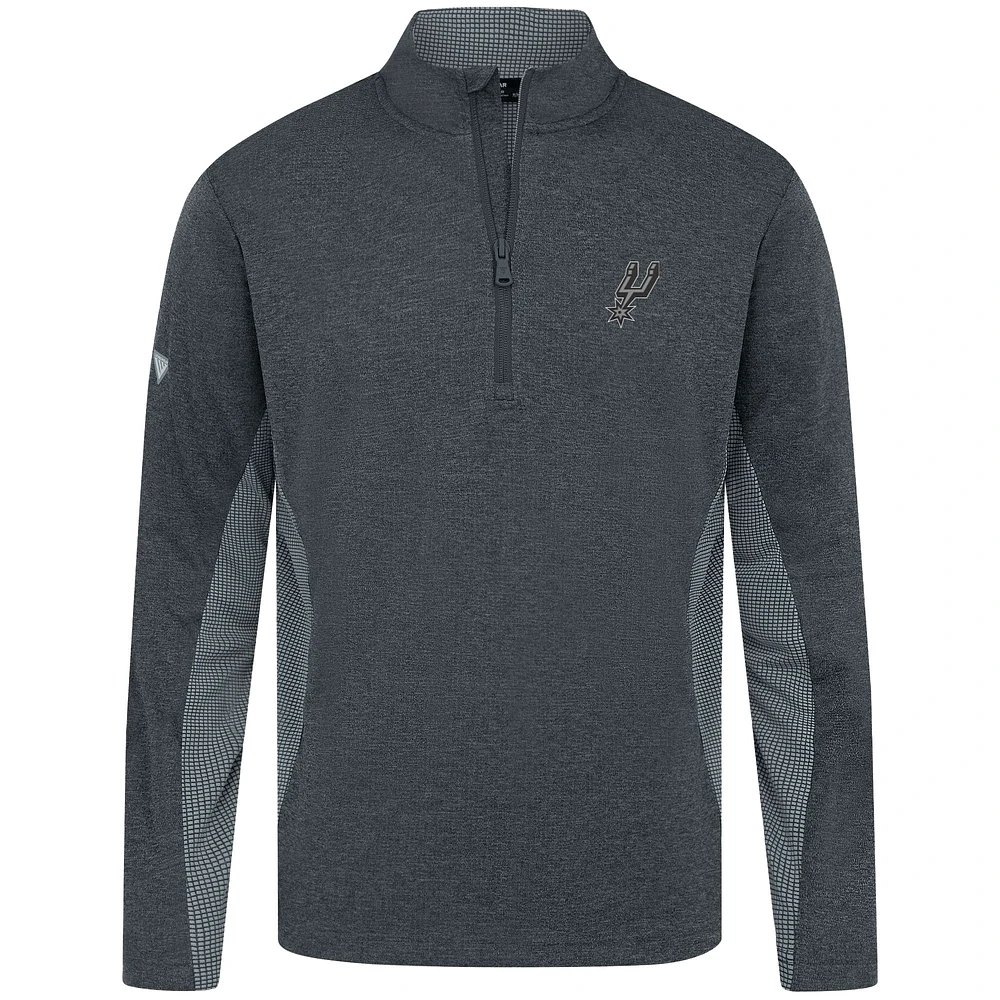 Men's Levelwear Heather Black San Antonio Spurs Waffle Insignia 2.0 Quarter-Zip Top