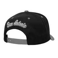 Men's Mitchell & Ness Black/Silver San Antonio Spurs Backside Script 2-Tone Pro Crown Adjustable Hat