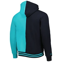 Men's Mitchell & Ness Black/Teal San Antonio Spurs Hardwood Classics Split Pullover Hoodie