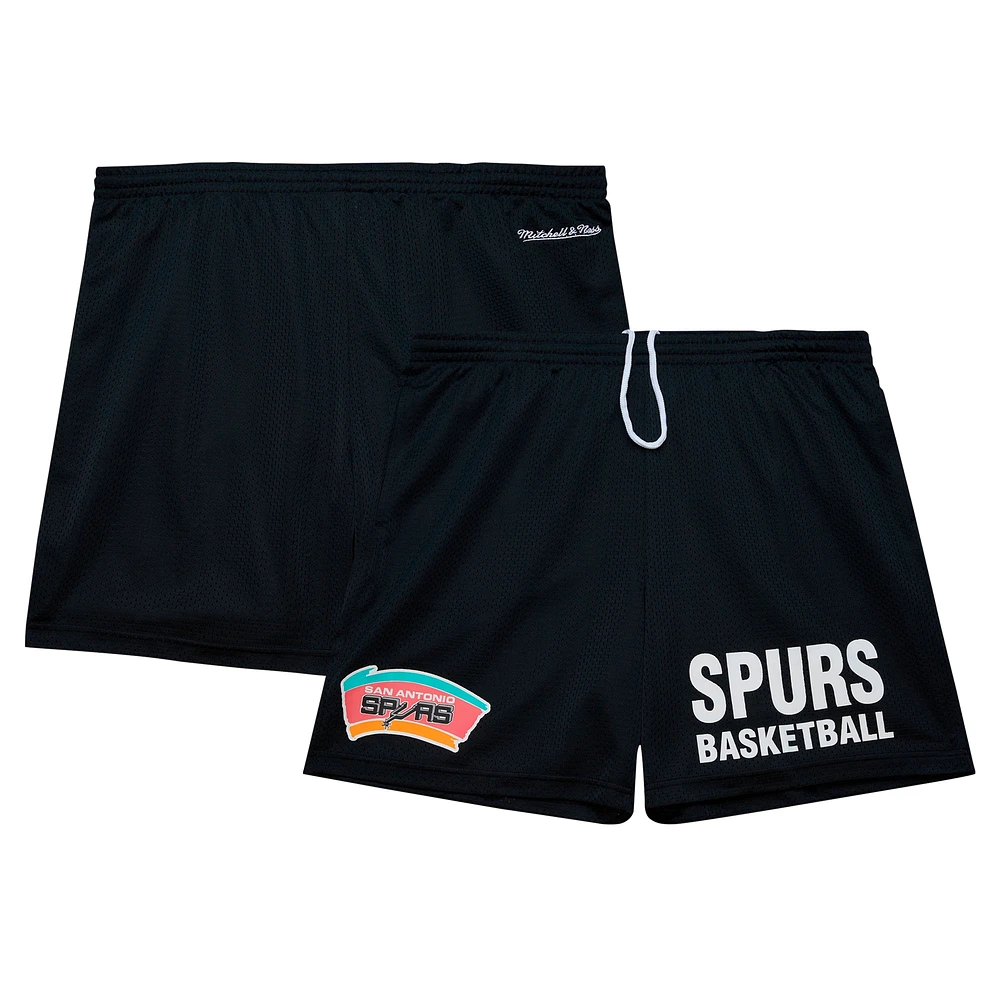 Short en maille noir Hardwood Classics Gameday de Mitchell & Ness pour homme des San Antonio Spurs