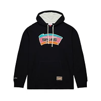 Men's Mitchell & Ness Black San Antonio Spurs Hardwood Classics Lightweight Thermal Pullover Hoodie