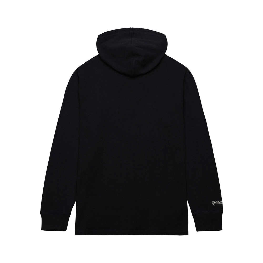Men's Mitchell & Ness Black San Antonio Spurs Hardwood Classics Lightweight Thermal Pullover Hoodie