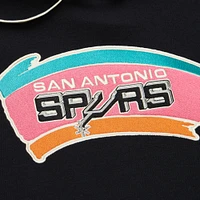 Men's Mitchell & Ness Black San Antonio Spurs Hardwood Classics Lightweight Thermal Pullover Hoodie