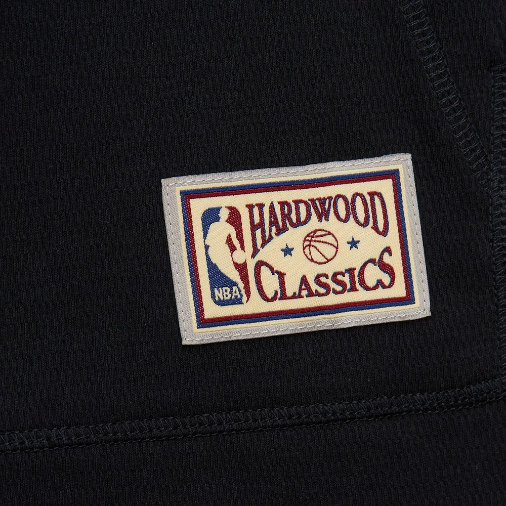 Men's Mitchell & Ness Black San Antonio Spurs Hardwood Classics Lightweight Thermal Pullover Hoodie