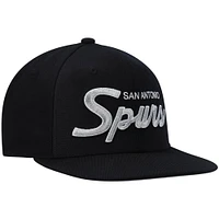 Men's Mitchell & Ness Black San Antonio Spurs Hardwood Classics Script 2.0 Snapback Hat