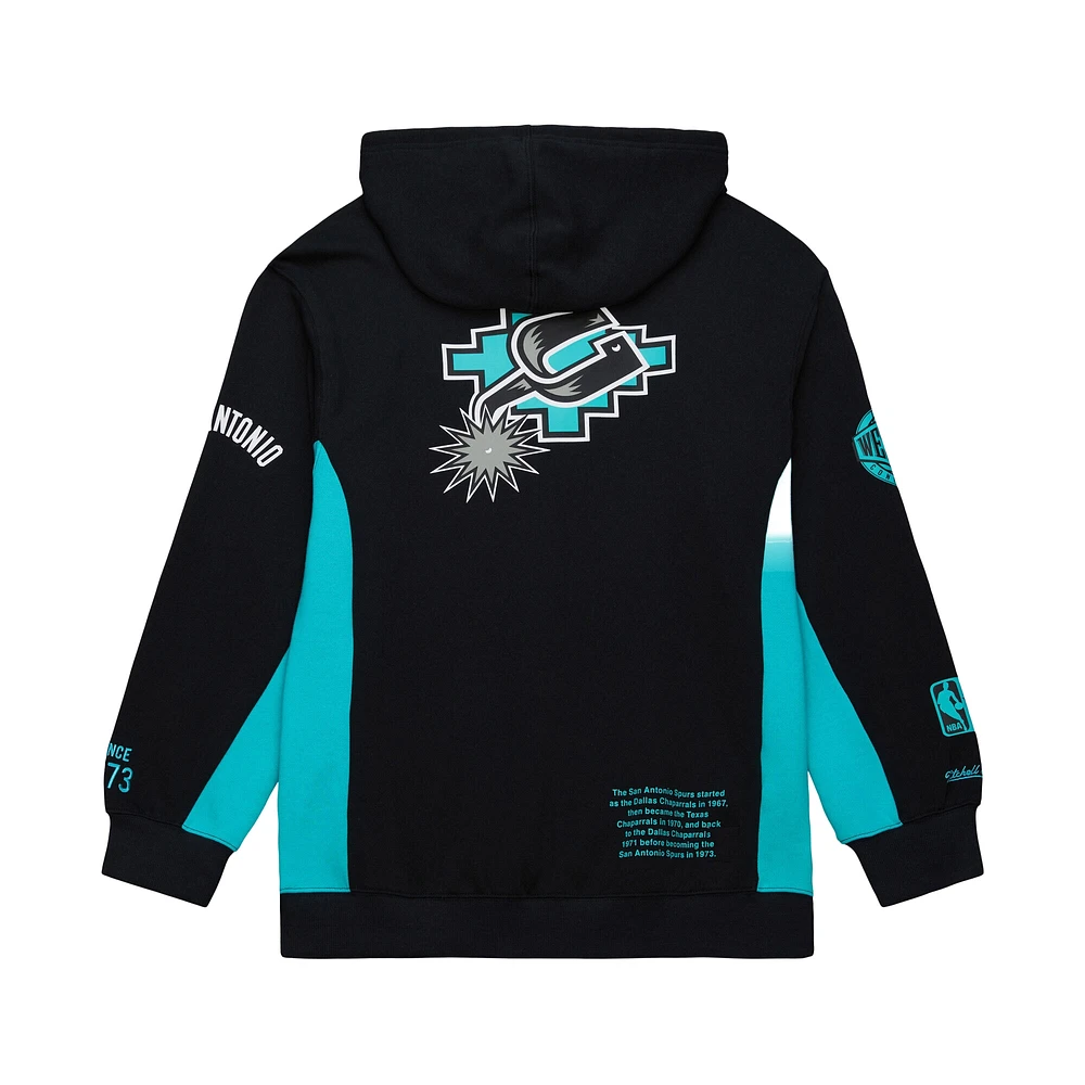 Men's Mitchell & Ness Black San Antonio Spurs Hardwood Classics Team Origins Fleece Pullover Hoodie