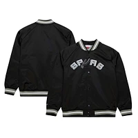 Men's Mitchell & Ness Black San Antonio Spurs Hardwood Classics  Throwback Wordmark Raglan Full-Snap Jacket