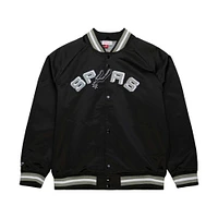 Men's Mitchell & Ness Black San Antonio Spurs Hardwood Classics  Throwback Wordmark Raglan Full-Snap Jacket