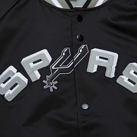 Men's Mitchell & Ness Black San Antonio Spurs Hardwood Classics  Throwback Wordmark Raglan Full-Snap Jacket