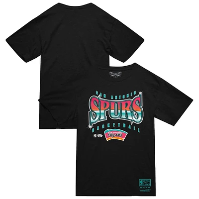 Men's Mitchell & Ness  Black San Antonio Spurs Worldwide Collection Glow Up T-Shirt