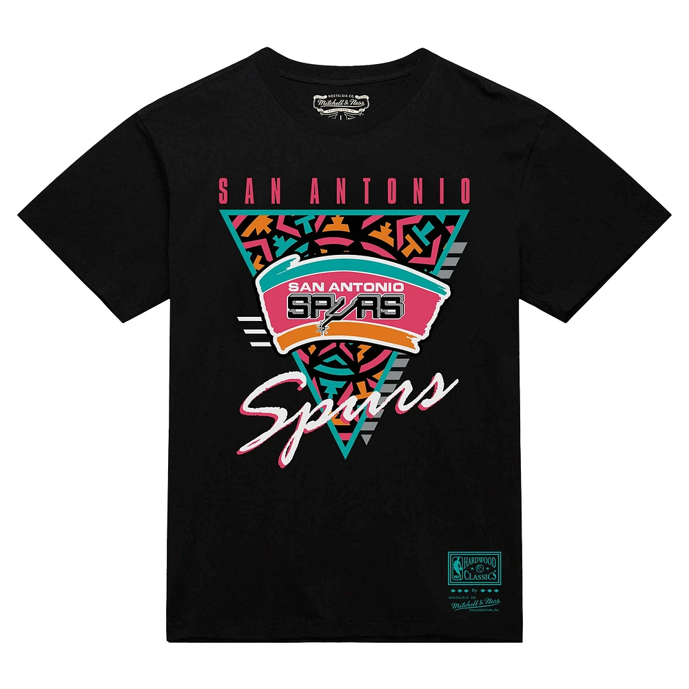 Men's Mitchell & Ness  Black San Antonio Spurs Worldwide Collection Tri-Logo T-Shirt
