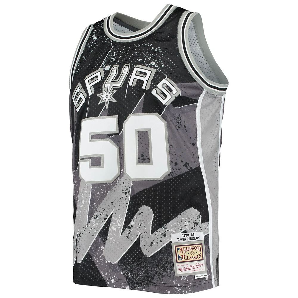 Men's Mitchell & Ness David Robinson Black San Antonio Spurs Hardwood Classics 1998/99 Hyper Hoops Swingman Jersey