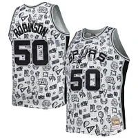 Maillot Homme Mitchell & Ness David Robinson Blanc San Antonio Spurs 1998/99 Hardwood Classics Doodle Swingman Player