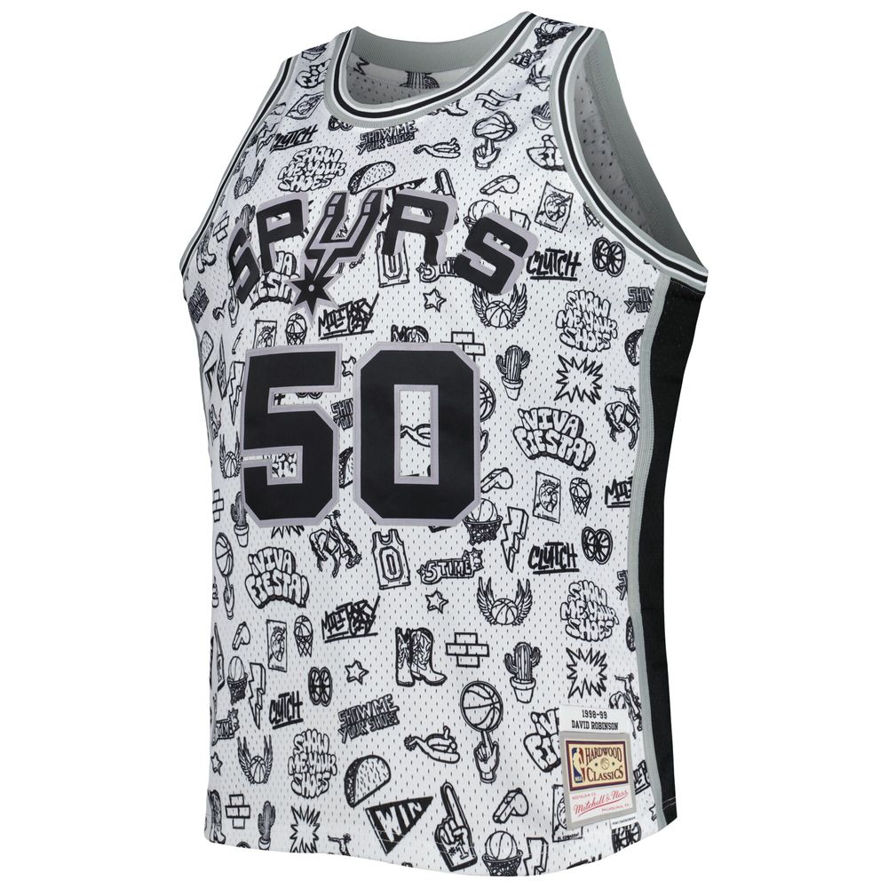 Mitchell & Ness David Robinson San Antonio Spurs Hardwood Classics Name & Number Tee 2XT Black/White/Multi