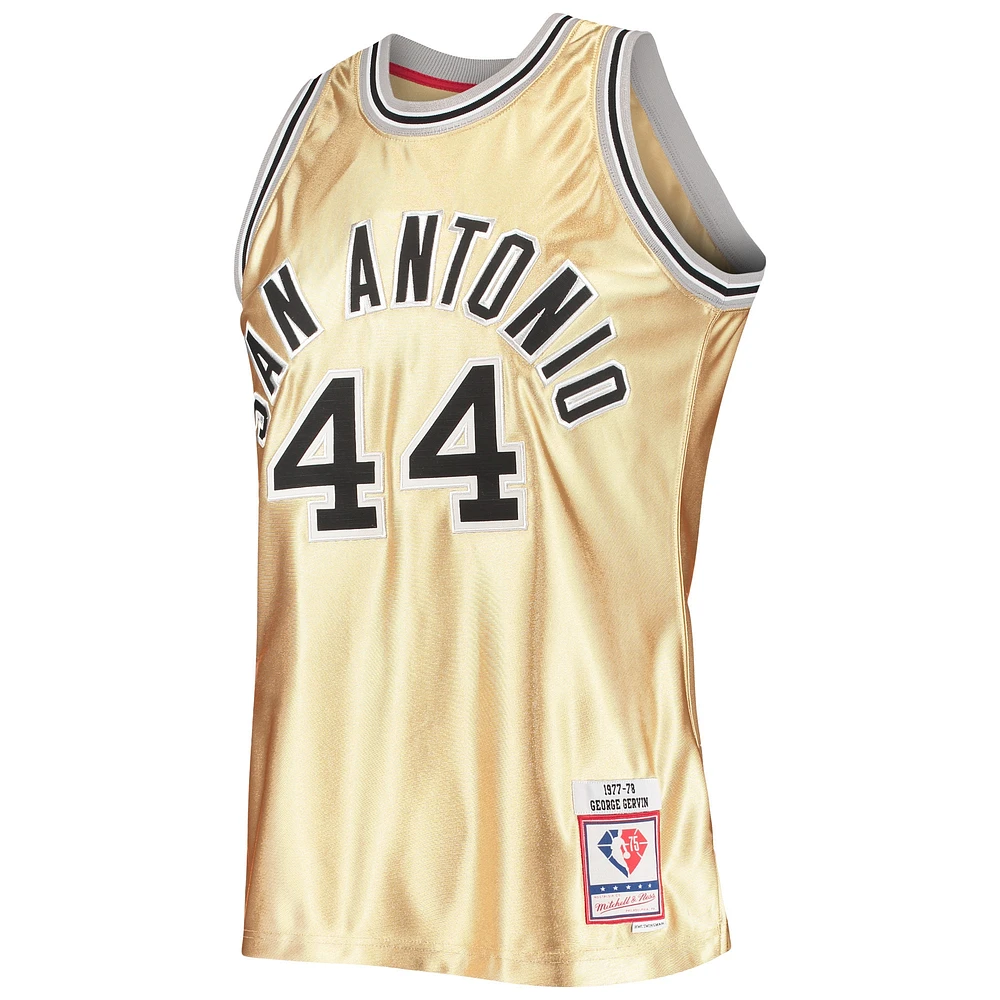 Maillot Homme Mitchell & Ness George Gervin Or San Antonio Spurs 75e Anniversaire 1977/78 Hardwood Classics Swingman