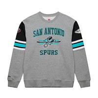 Men's Mitchell & Ness Heather Gray San Antonio Spurs Hardwood Classics All Over 4.0 Pullover Sweatshirt