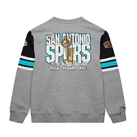 Men's Mitchell & Ness Heather Gray San Antonio Spurs Hardwood Classics All Over 4.0 Pullover Sweatshirt