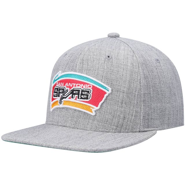 Casquette Snapback Mitchell & Ness Heathered Grey San Antonio Spurs Hardwood Classics Team 2.0 pour hommes