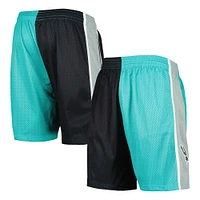 Men's Mitchell & Ness Teal/Black San Antonio Spurs Hardwood Classics 1998 Split Swingman Shorts