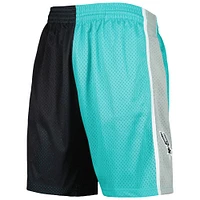 Men's Mitchell & Ness Teal/Black San Antonio Spurs Hardwood Classics 1998 Split Swingman Shorts