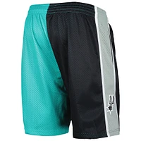 Men's Mitchell & Ness Teal/Black San Antonio Spurs Hardwood Classics 1998 Split Swingman Shorts