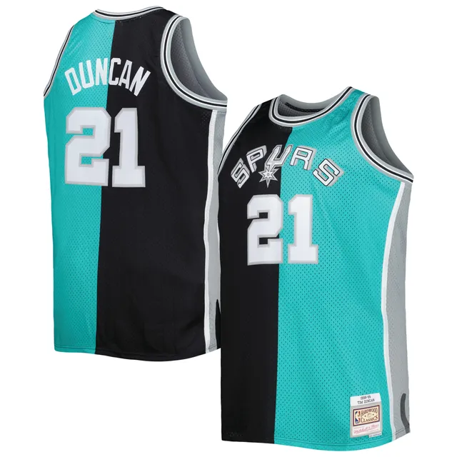 Men's San Antonio Spurs Tim Duncan Mitchell & Ness Pink/Teal 1998/99  Hardwood Classics Fadeaway Swingman Player Jersey