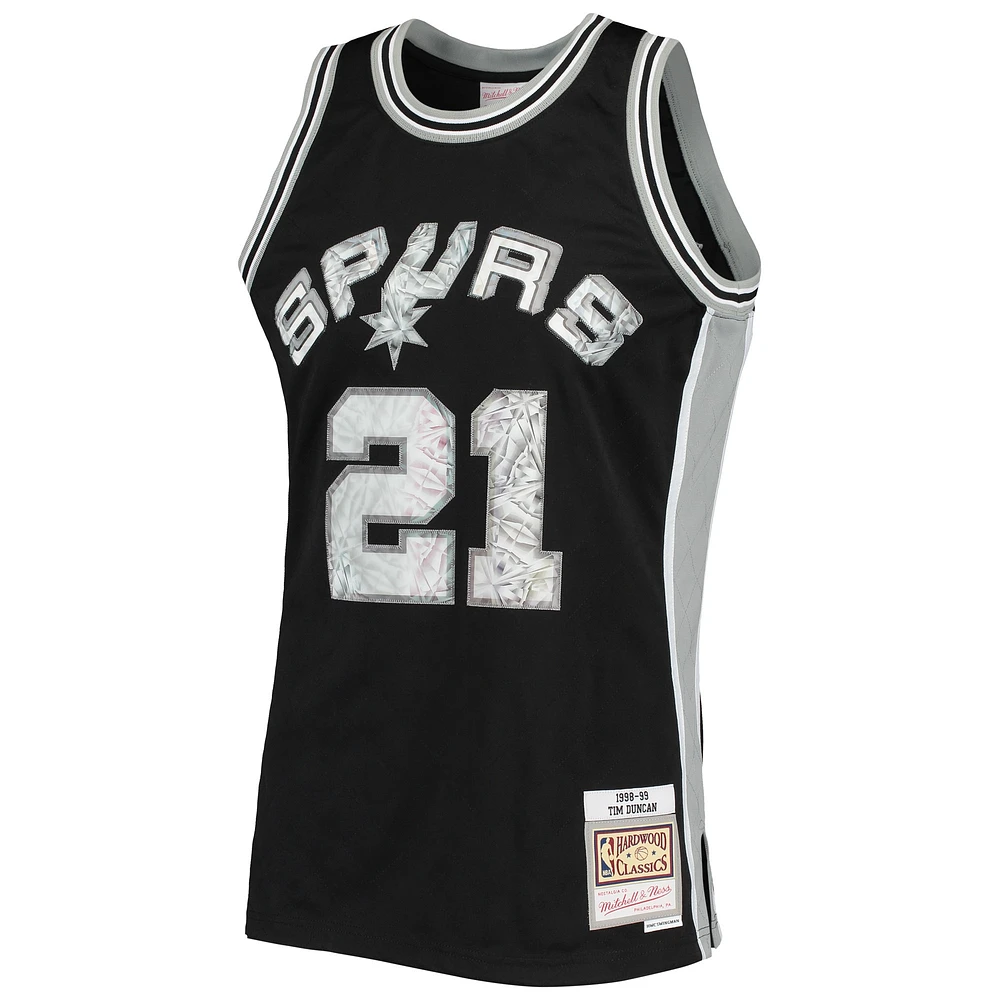 Men's Mitchell & Ness Tim Duncan Black San Antonio Spurs 1998/99 Hardwood Classics NBA 75th Anniversary Diamond Swingman Jersey