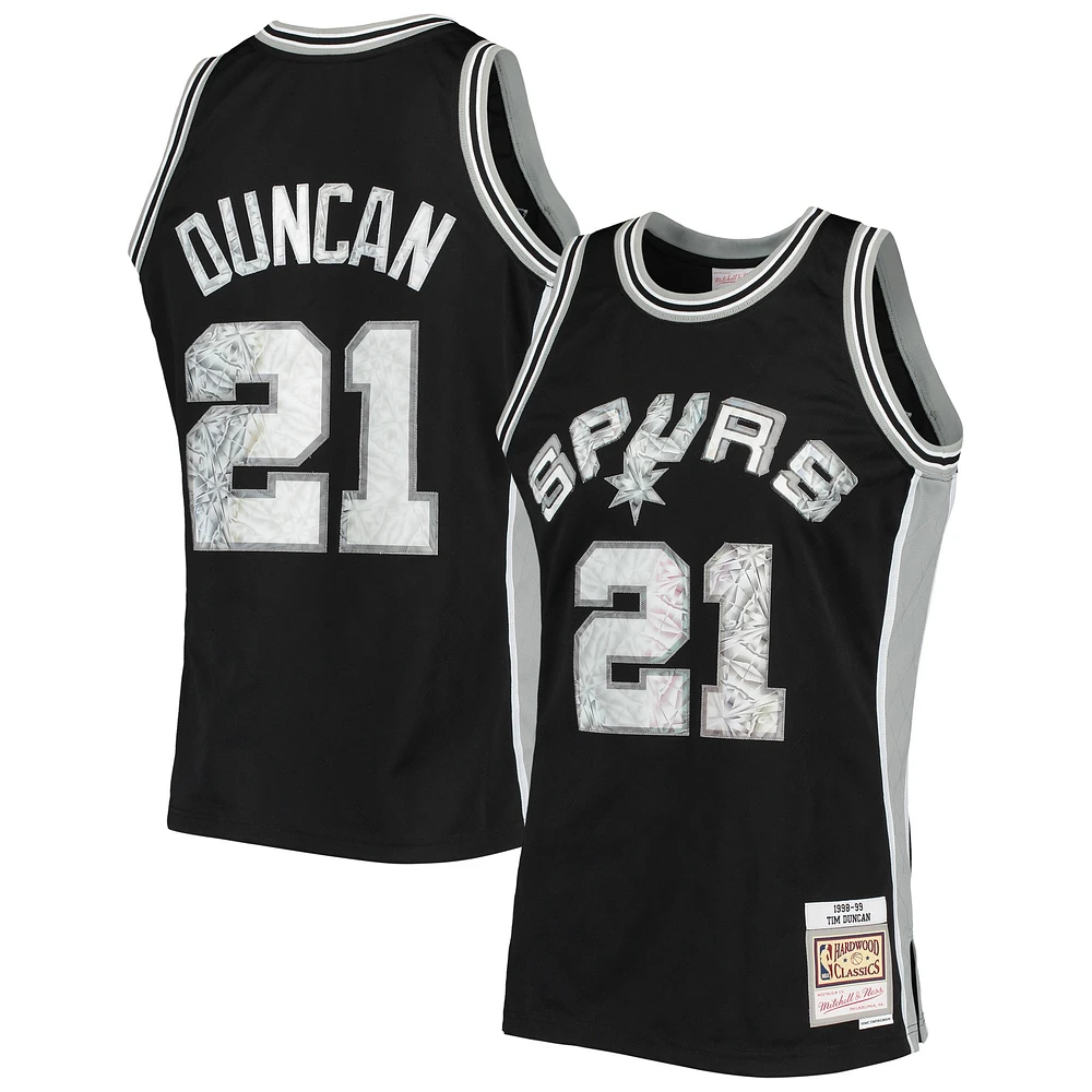 Maillot Swingman Diamond pour homme Mitchell & Ness Tim Duncan noir San Antonio Spurs 1998/99 Hardwood Classics NBA 75th Anniversary