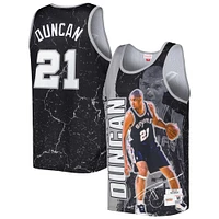 Débardeur pour homme Mitchell & Ness Tim Duncan Noir San Antonio Spurs 1998-99 Hardwood Classics Player Burst