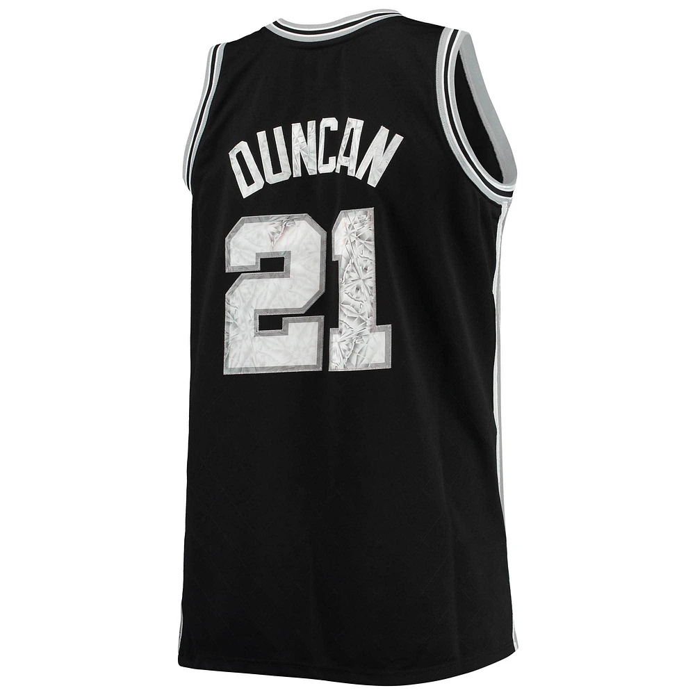 Men's Mitchell & Ness Tim Duncan Black San Antonio Spurs Big Tall 1998/99 NBA 75th Anniversary Diamond Swingman Jersey