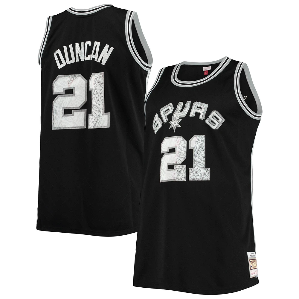 Men's Mitchell & Ness Tim Duncan Black San Antonio Spurs Big Tall 1998/99 NBA 75th Anniversary Diamond Swingman Jersey