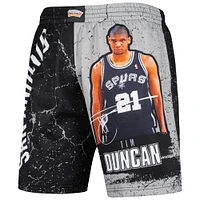 Men's Mitchell & Ness Tim Duncan Black San Antonio Spurs Hardwood Classics Player Burst Shorts